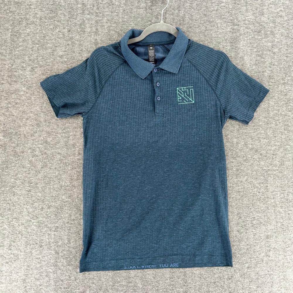 Lululemon Metal Vent Tech Polo Shirt Teal Blue Heathered Mens Small LM3DP9S